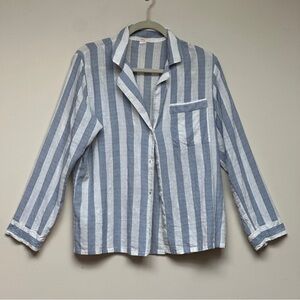 Eberjey Striped Blue and White Button Down Pajama Top